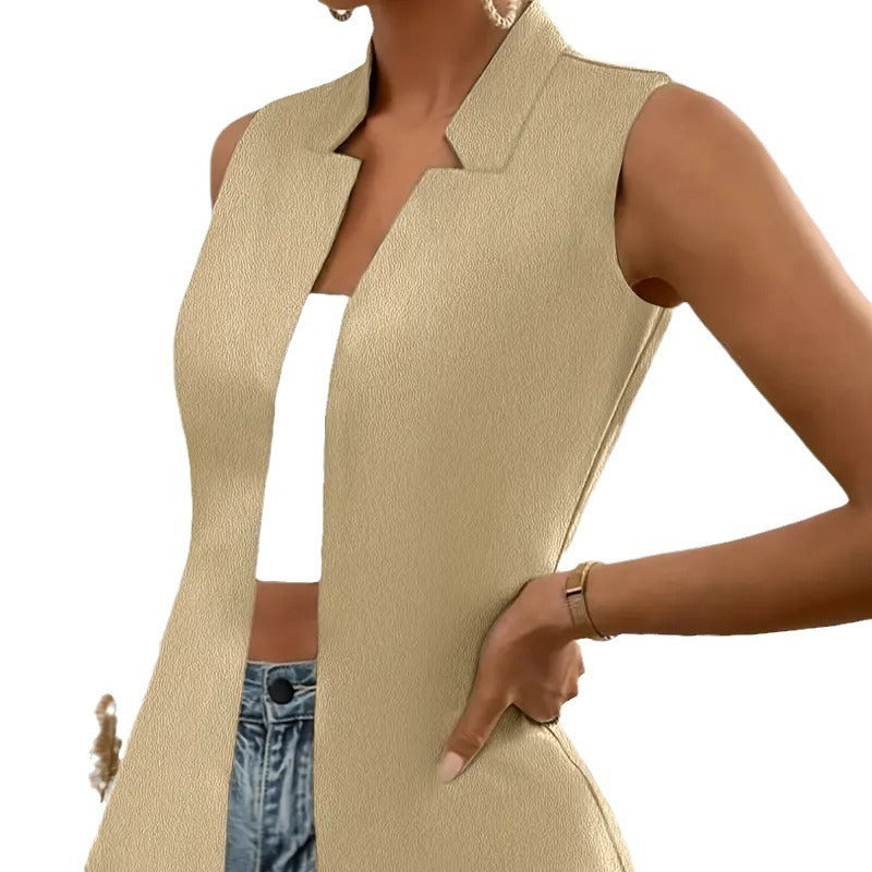 Women's Temperament Pure Color Women's Vest Cardigan Back