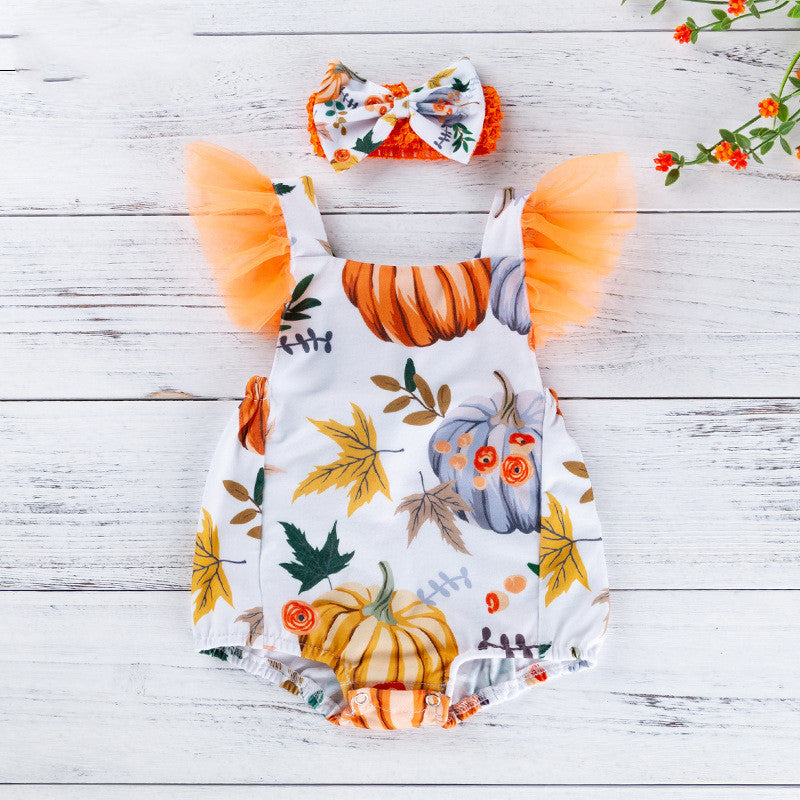 Printed pumpkin onesie