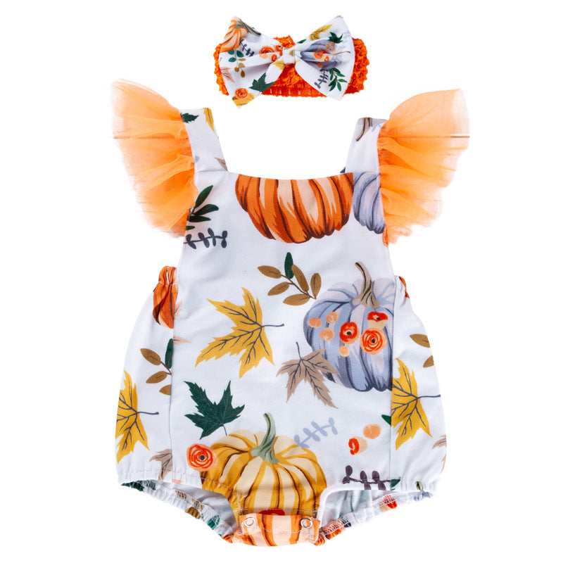 Printed pumpkin onesie