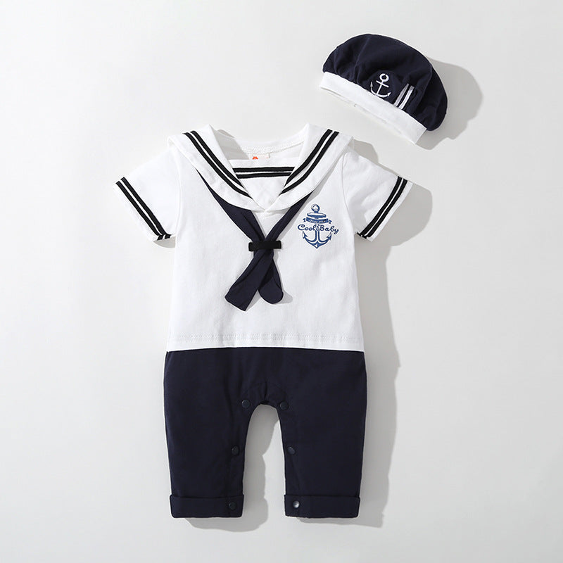 Navy baby romper