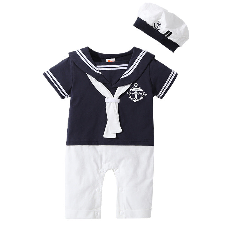 Navy baby romper