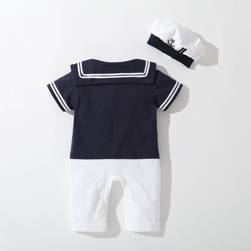 Navy baby romper