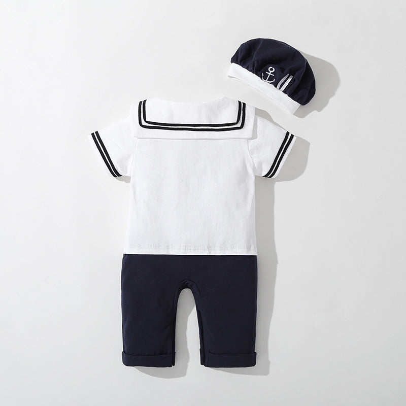 Navy baby romper