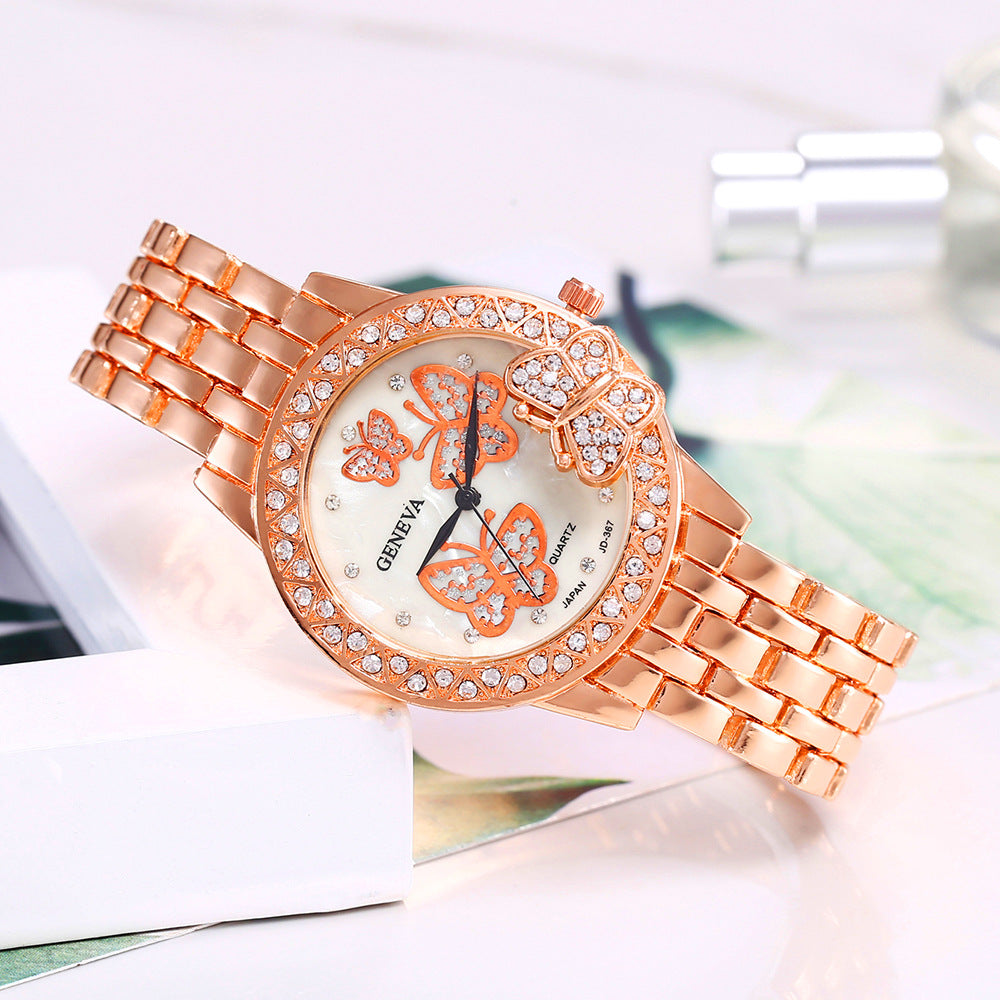 Diamond Butterfly Alloy Watch