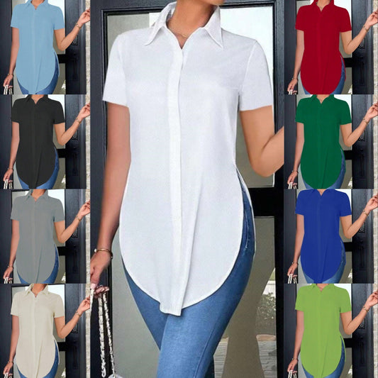 Summer Fashion Simple Polo Collar Women's Shirt