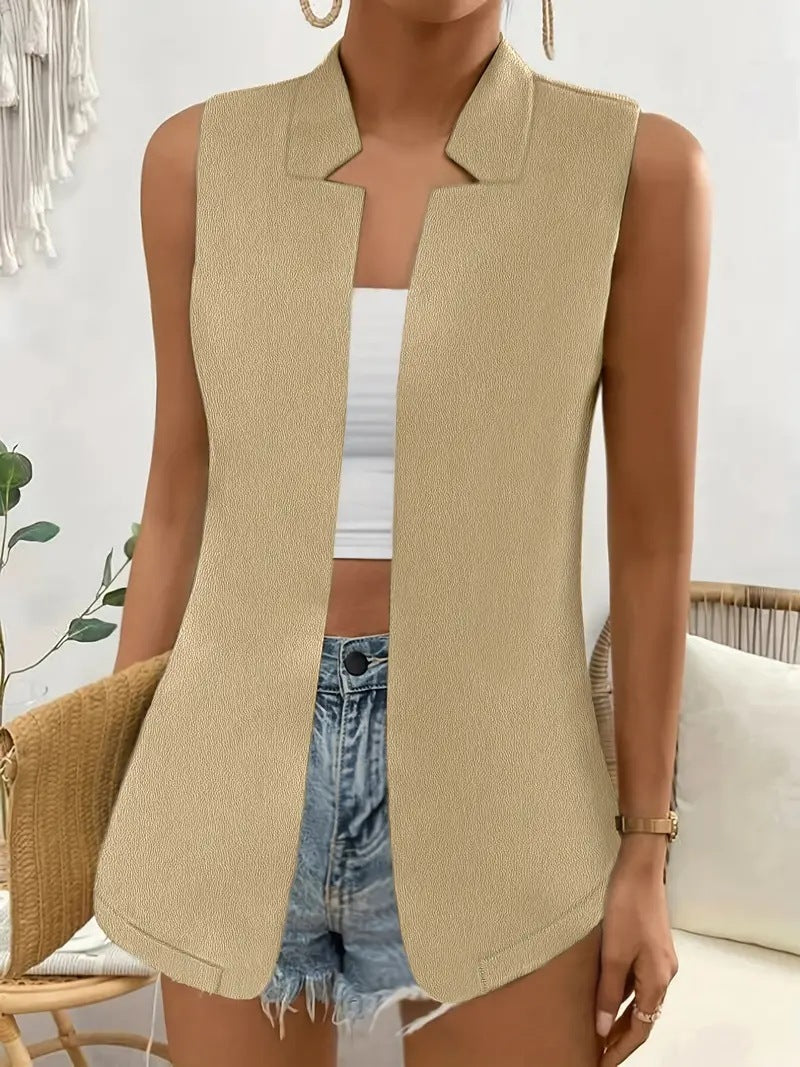 Women's Temperament Pure Color Women's Vest Cardigan Back