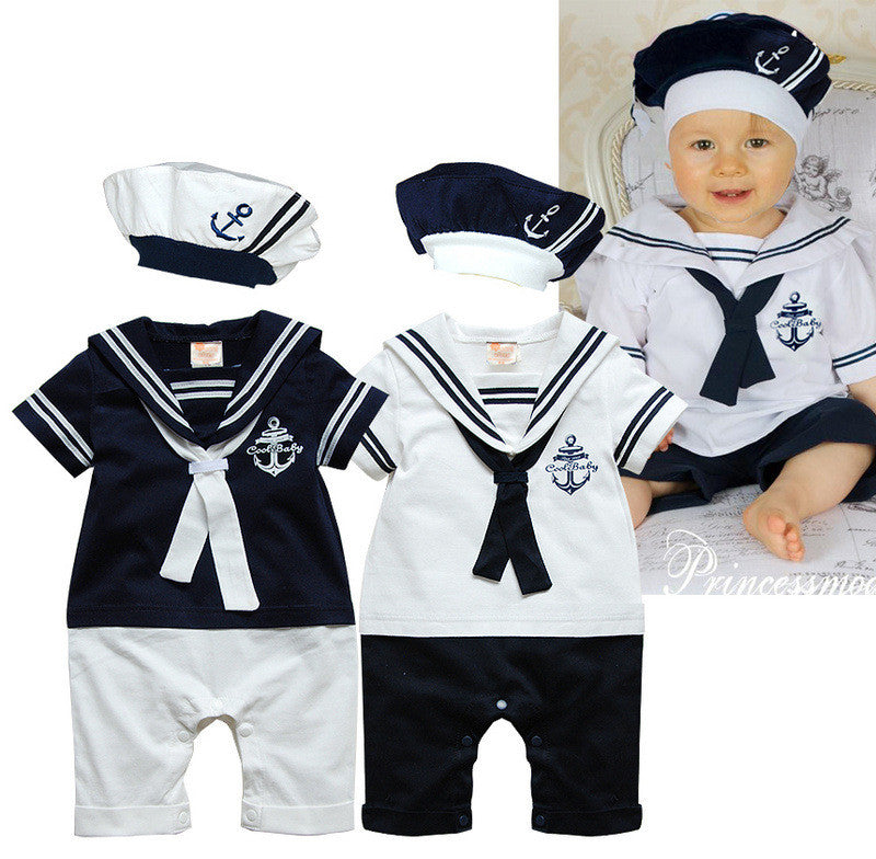 Navy baby romper