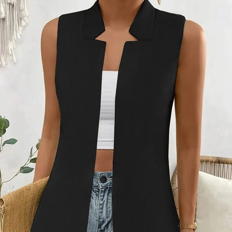 Women's Temperament Pure Color Women's Vest Cardigan Back